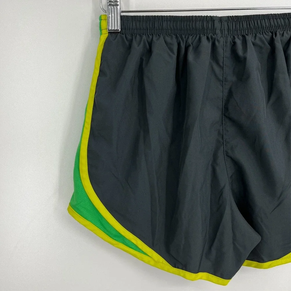 Nike Dri-FIT Tempo Running Shorts Womens Small Grey Green Yellow Athletic Gym
